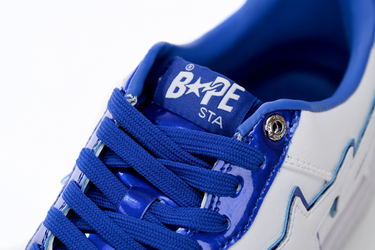 Coco Shoes A Bathing Ape Bape Sta Patent Leather White Blue  1J30-191-017/1J30-291-017 - Cocoshoesvip.net