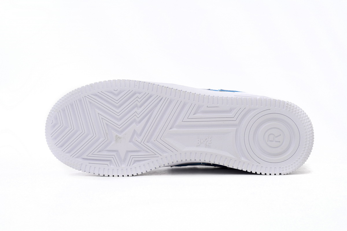 Coco Shoes A Bathing Ape Bape Sta Patent Leather White Blue  1J30-191-017/1J30-291-017 - Cocoshoesvip.net