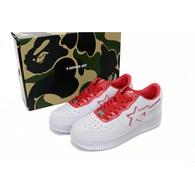 A Bathing Ape Bape Sta Patent Leather White Red  1J30-191-017/1J30-291-017 02