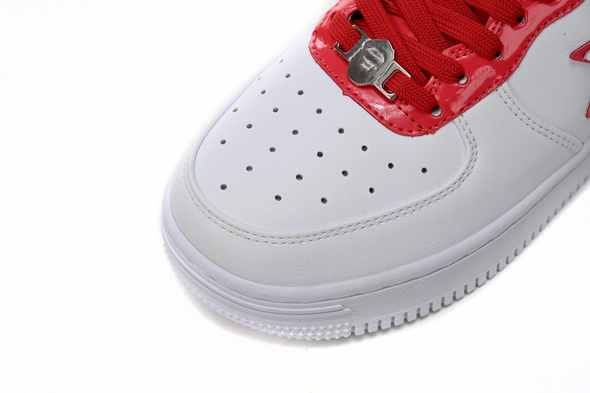 Coco Shoes A Bathing Ape Bape Sta Patent Leather White Red  1J30-191-017/1J30-291-017 - Cocoshoesvip.net