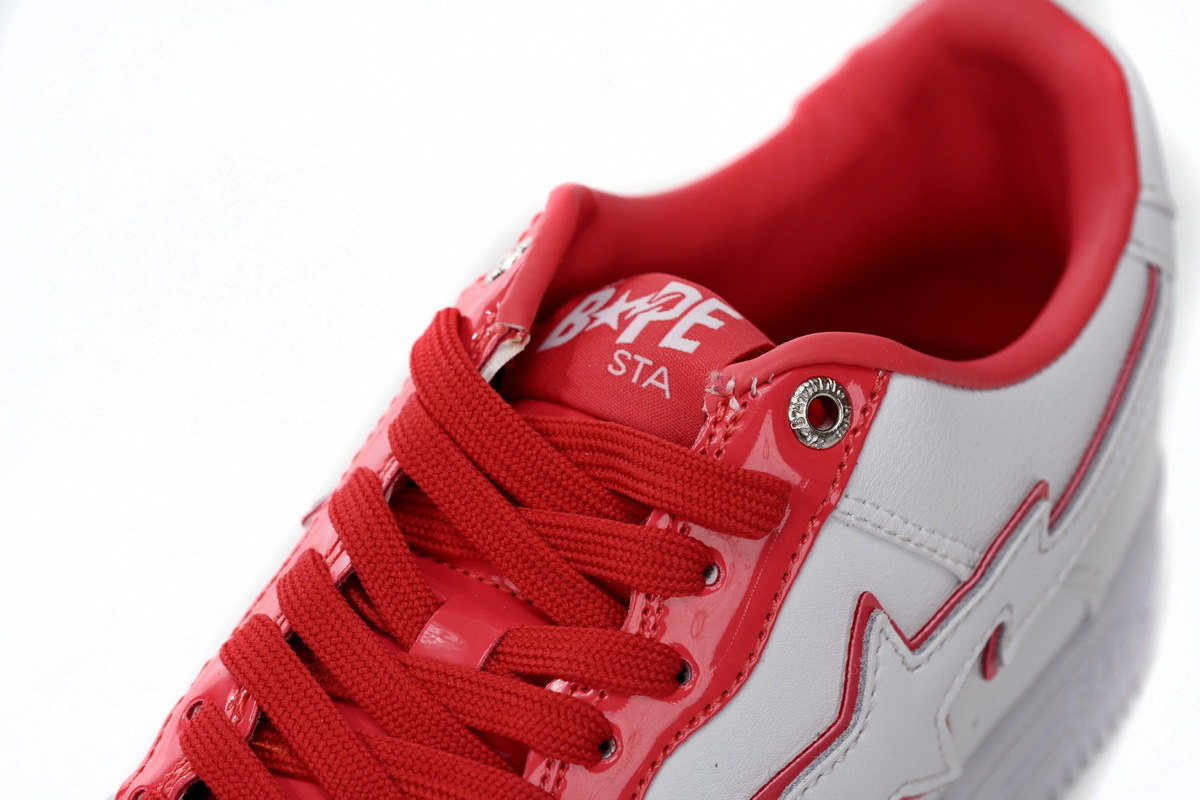 Coco Shoes A Bathing Ape Bape Sta Patent Leather White Red  1J30-191-017/1J30-291-017 - Cocoshoesvip.net