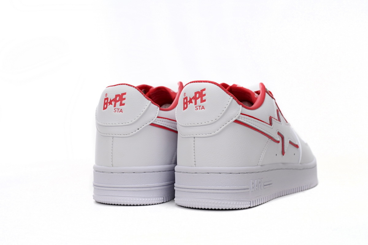 Coco Shoes A Bathing Ape Bape Sta Patent Leather White Red  1J30-191-017/1J30-291-017 - Cocoshoesvip.net