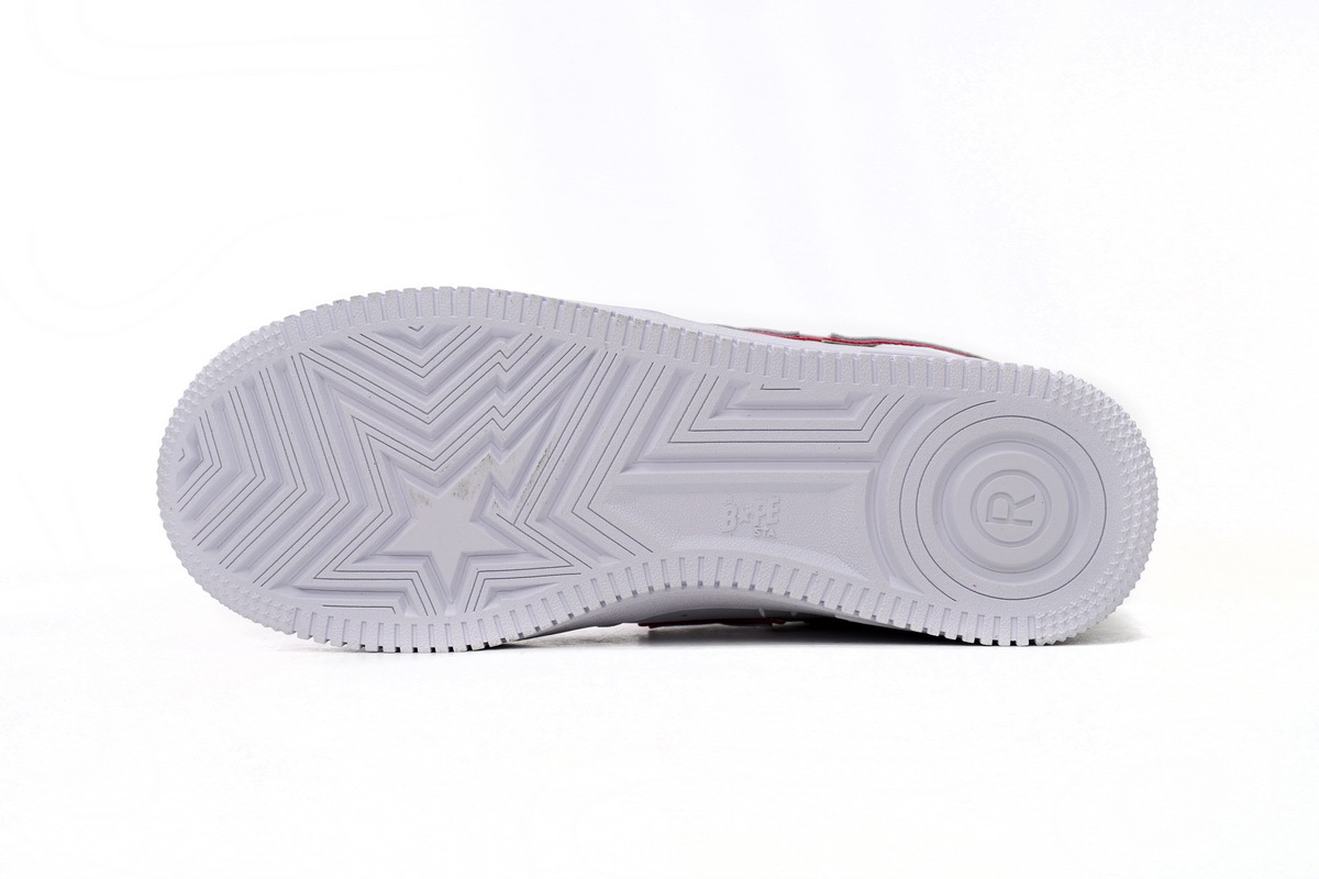 Coco Shoes A Bathing Ape Bape Sta Patent Leather White Red  1J30-191-017/1J30-291-017 - Cocoshoesvip.net