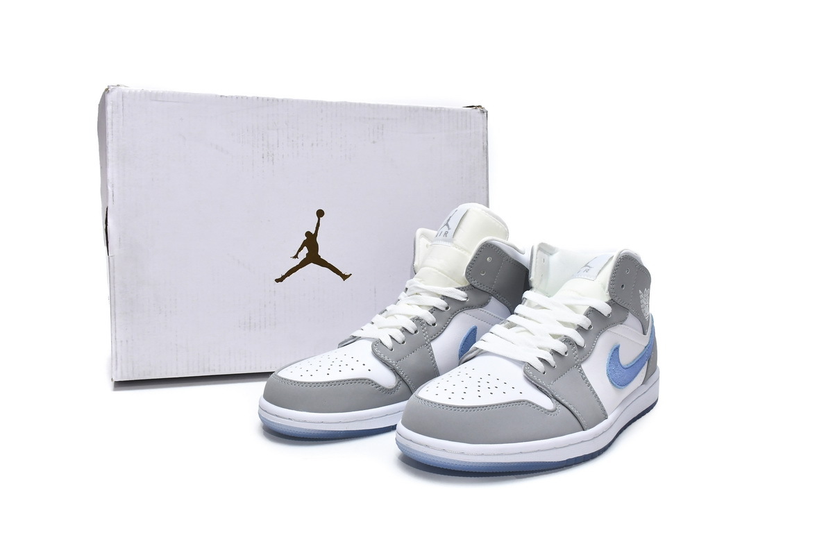 Coco Shoes Air Jordan 1 Mid Wolf Grey Aluminum BQ6472-105 - Cocoshoesvip.net