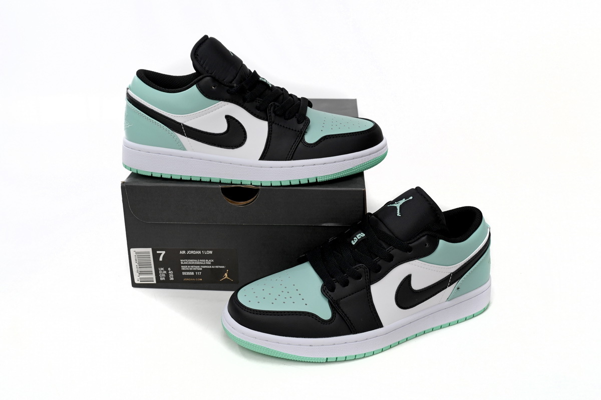 Coco Shoes Jordan 1 Low Emerald Toe 553558-117 - Cocoshoesvip.net
