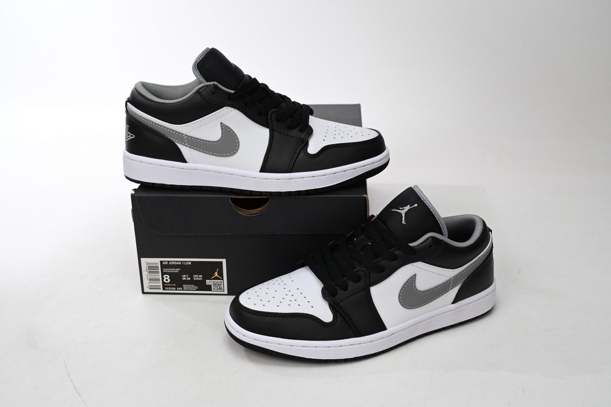 Coco Shoes Jordan 1 Low Black White Grey 553558-040 - Cocoshoesvip.net