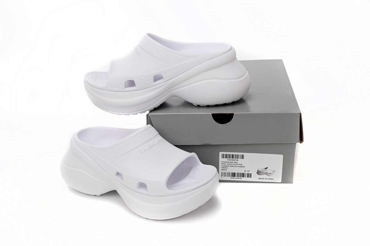 Coco Shoes Balenciaga x Crocs Pool Slide Sandals White 677389W1S8E9000 - Cocoshoesvip.net