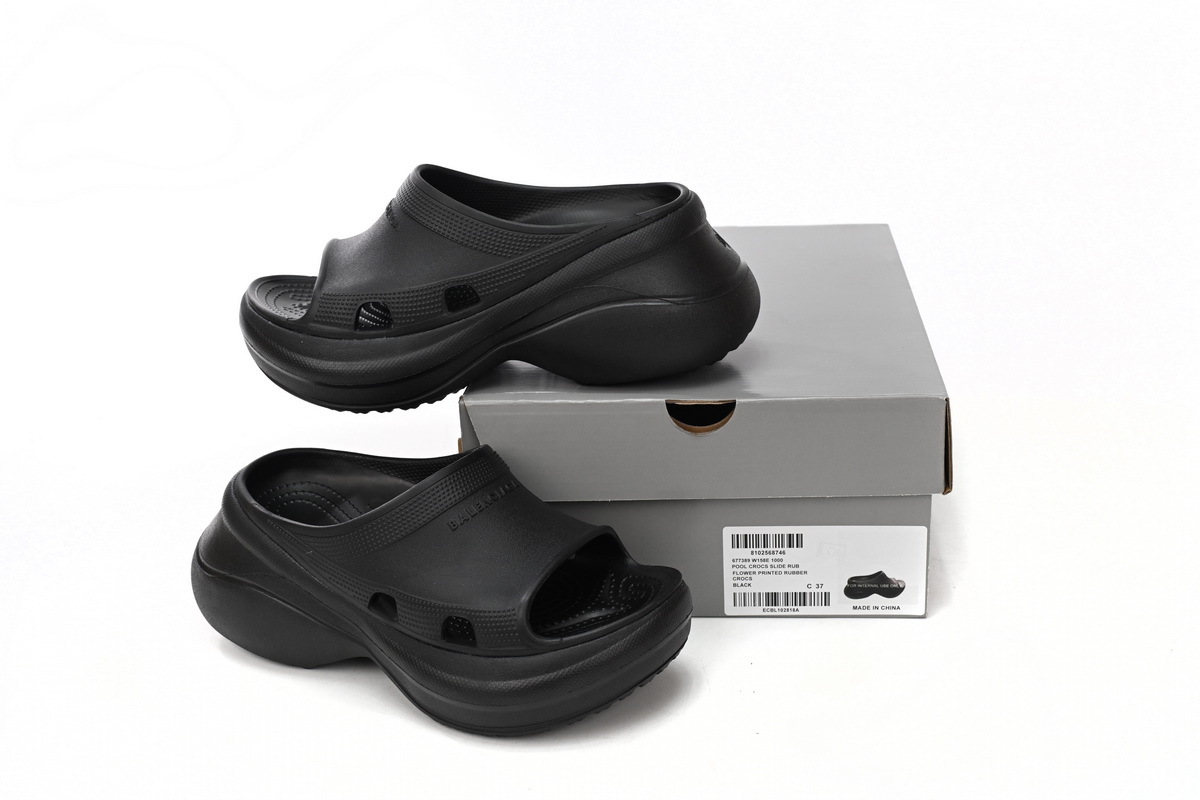 Coco Shoes Balenciaga x Crocs Pool Slide Sandals Black 677386W1S8E1000 - Cocoshoesvip.net