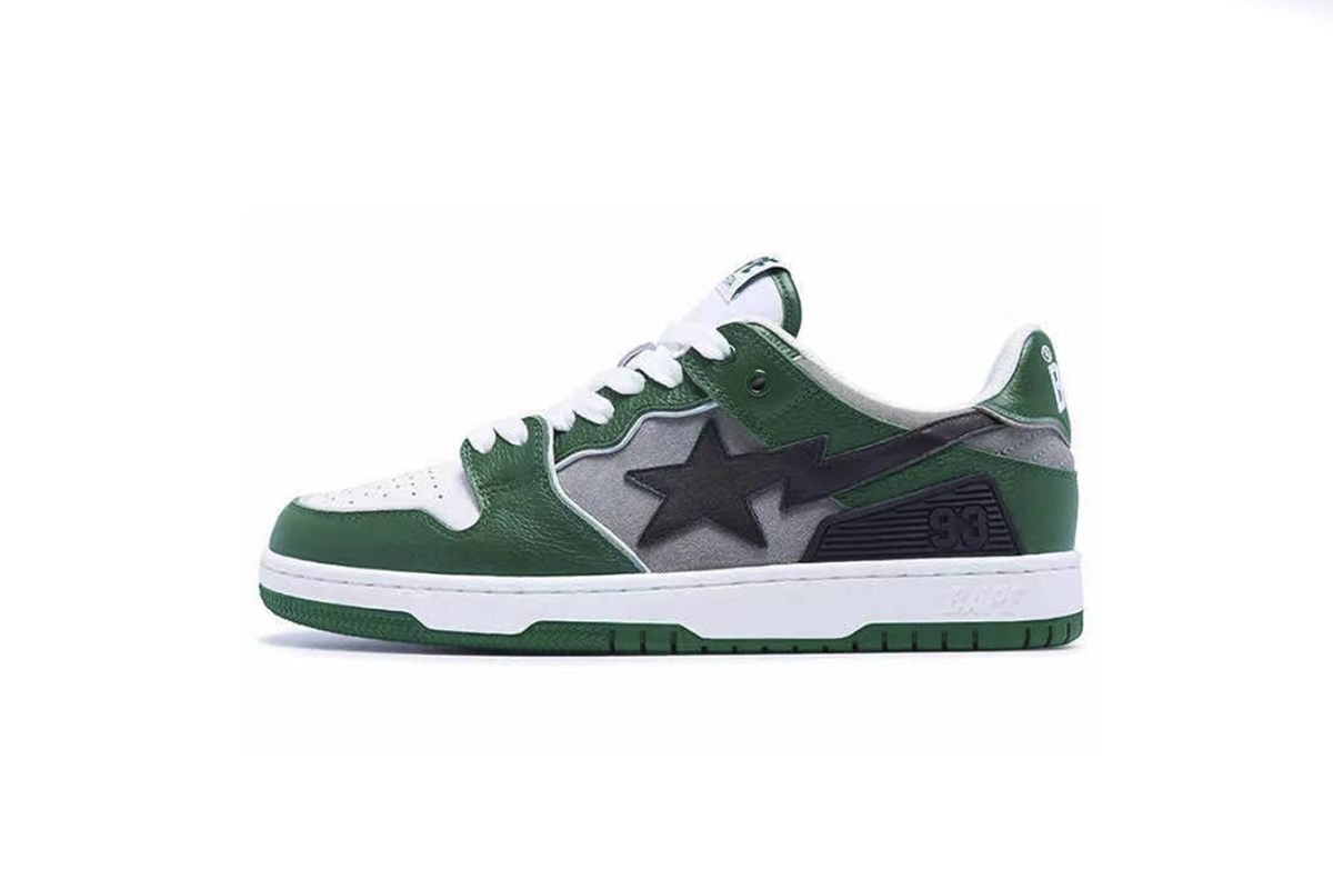 Coco Shoes A Bathing Ape Bape SK8 Sta Green Grey 1I80-191-010 - Cocoshoesvip.net