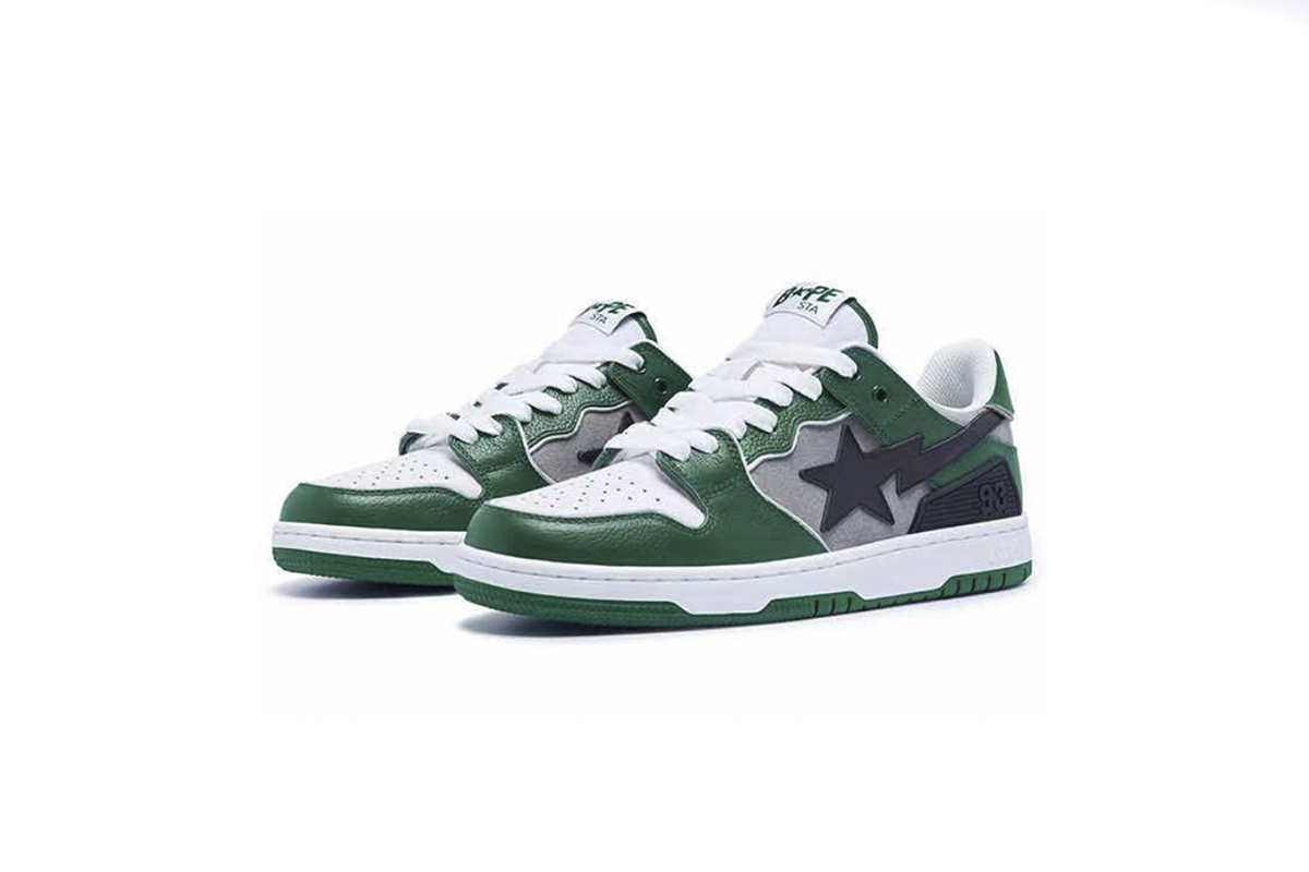 Coco Shoes A Bathing Ape Bape SK8 Sta Green Grey 1I80-191-010 - Cocoshoesvip.net