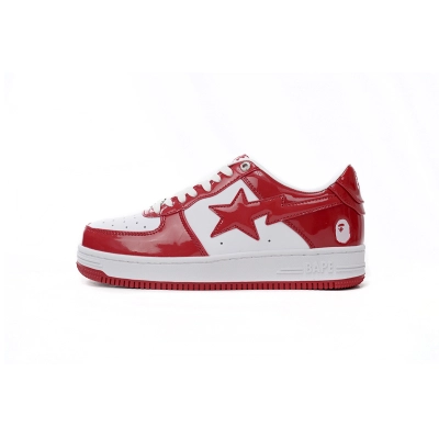 A Bathing Ape Bape Sta Patent Leather White Red  1I70-291-021/1I70-191-022 01