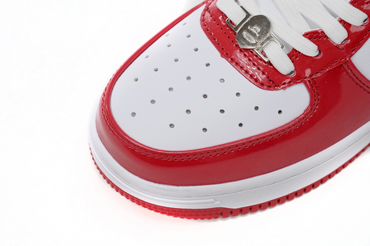 Coco Shoes A Bathing Ape Bape Sta Patent Leather White Red (2023) 1I70-291-021/1I70-191-022 - Cocoshoesvip.net