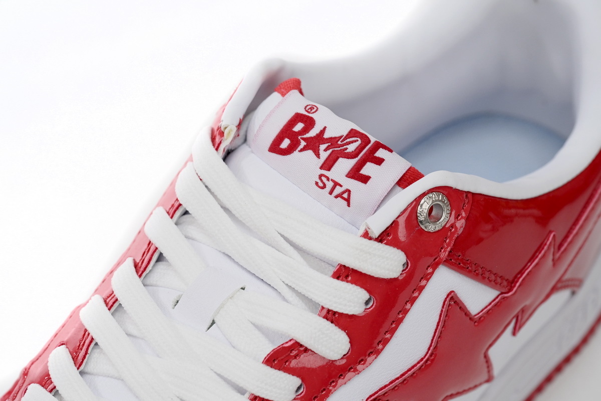 Coco Shoes A Bathing Ape Bape Sta Patent Leather White Red (2023) 1I70-291-021/1I70-191-022 - Cocoshoesvip.net