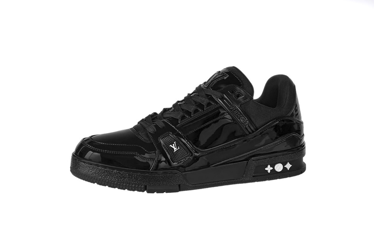 Coco Shoes Louis Vuitton Trainer Patent Leather Gloss Black Embossed Monogram - Cocoshoesvip.net