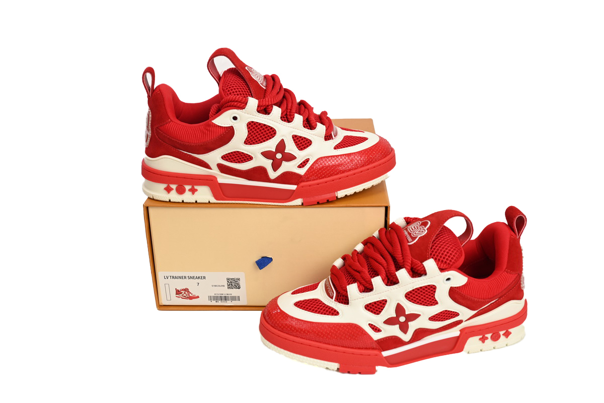 Coco Shoes Louis Vuitton LV Skate Sneaker Red White 1AARS5 - Cocoshoesvip.net