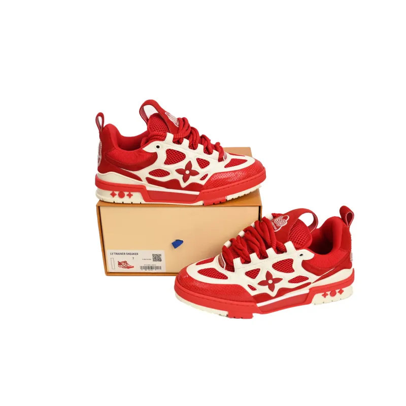 Coco Shoes Louis Vuitton LV Skate Sneaker Red White 1AARS5 - Cocoshoesvip.net