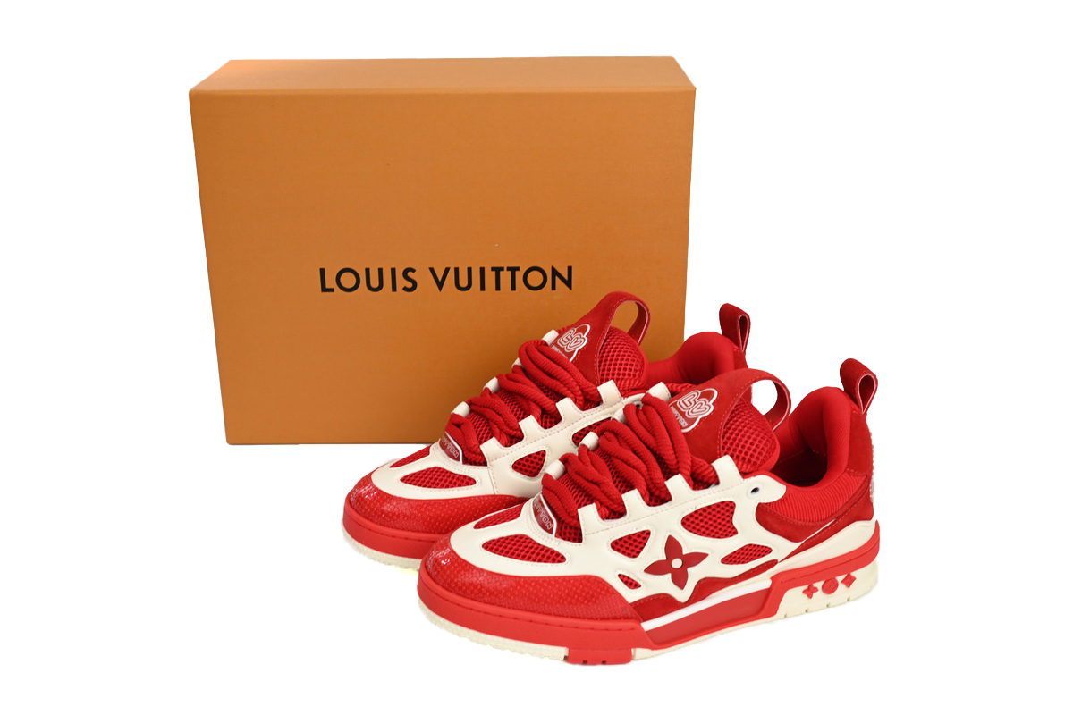Coco Shoes Louis Vuitton LV Skate Sneaker Red White 1AARS5 - Cocoshoesvip.net