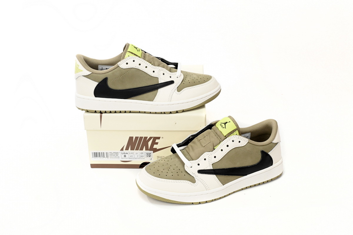 Coco Shoes Jordan 1 Retro Low Golf Travis Scott Neutral Olive FZ3124-200 - Cocoshoesvip.net