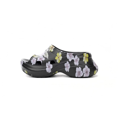 Coco Shoes Balenciaga x Crocs Pool Slide Sandals Grey Flower 677389W1S8G6556 01