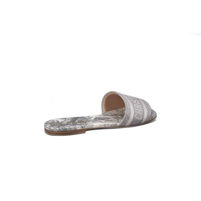 Coco Shoes Dior Dway Slide Gray Toile de Jouy Embroidered Cotton KCQ209TJE_S21G 02