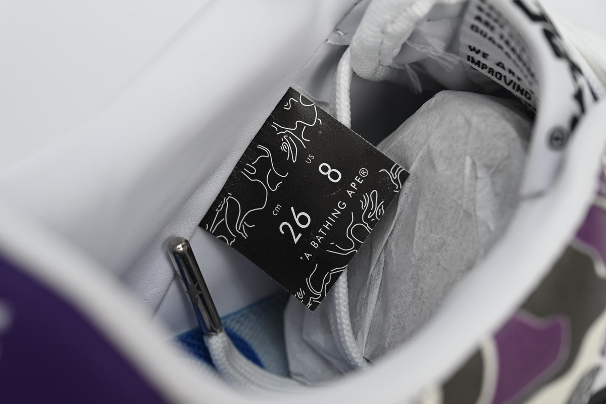 Coco Shoes A Bathing Ape Bape Sta Low White Purple Color Spray 1J22-291-004 - Cocoshoesvip.net