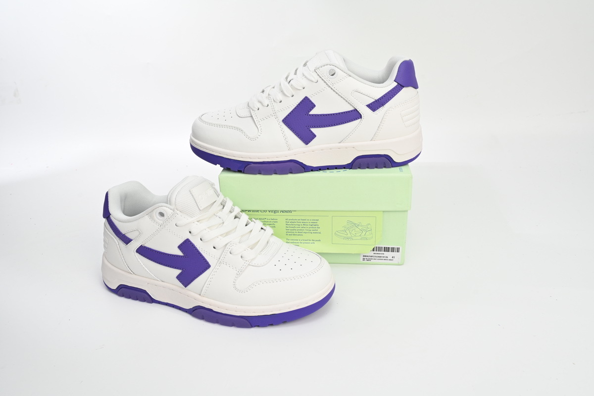 Coco Shoes OFF-WHITE Out Of Office OOO Low Tops White Purple OMIA189F22LEA0010135 - Cocoshoesvip.net