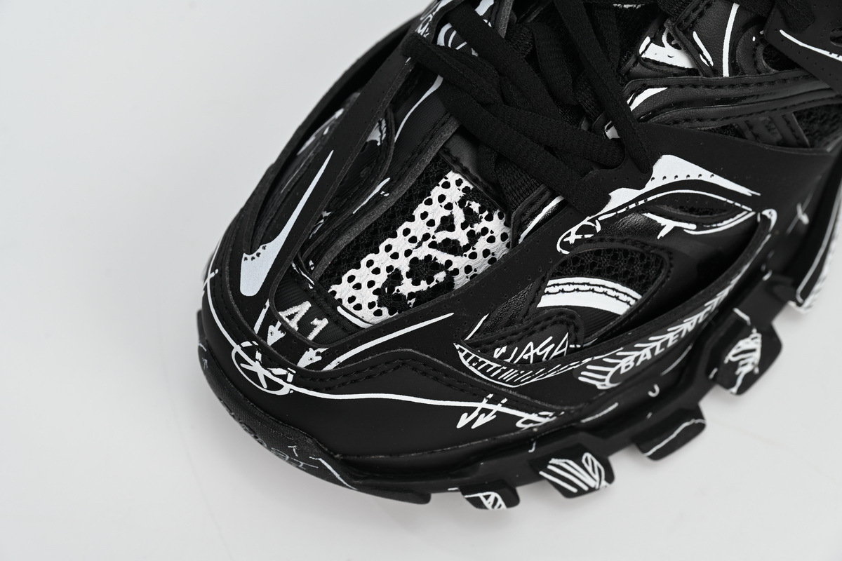 Coco Shoes Balenciaga Track Black Black-And-White Painting 542023 W3SR2 2315 - Cocoshoesvip.net