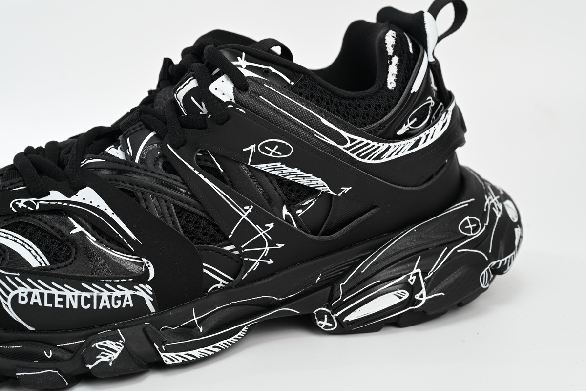 Coco Shoes Balenciaga Track Black Black-And-White Painting 542023 W3SR2 2315 - Cocoshoesvip.net