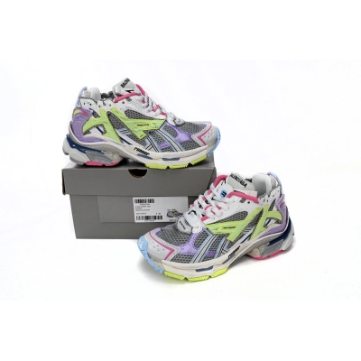 Coco Shoes Balenciaga Runner Leather Free Grey Light Purple Neon Yellow White 677403W3RBP1745 02