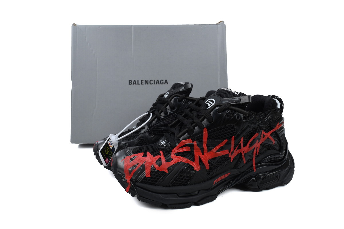 Coco Shoes Balenciaga Runner Graffiti Black Red 677403W3RBQ1060 - Cocoshoesvip.net