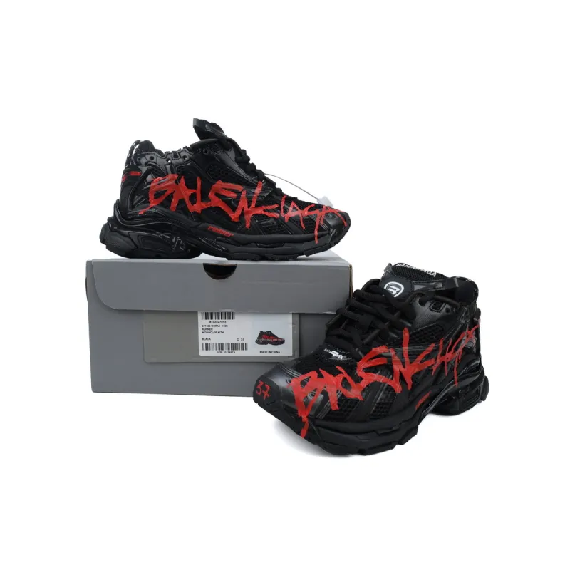 Coco Shoes Balenciaga Runner Graffiti Black Red 677403W3RBQ1060 - Cocoshoesvip.net