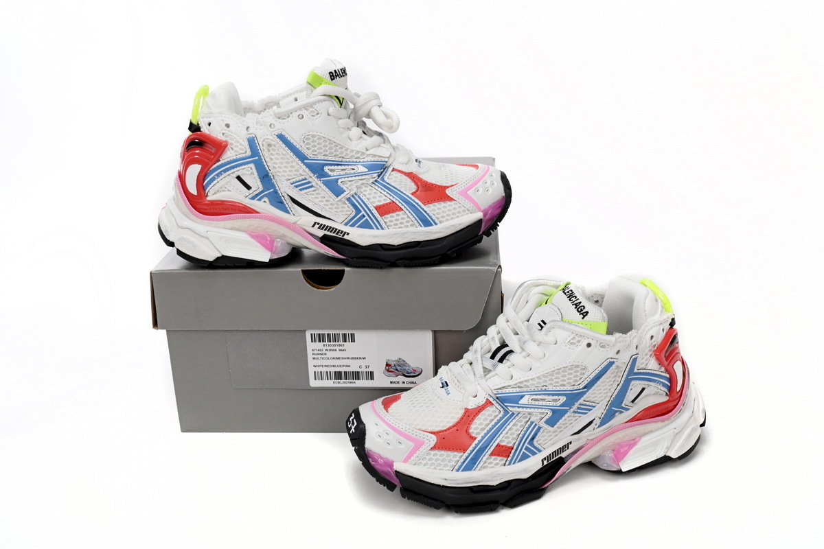Coco Shoes Balenciaga Runner White Blue Red 677402W3RB69645 - Cocoshoesvip.net
