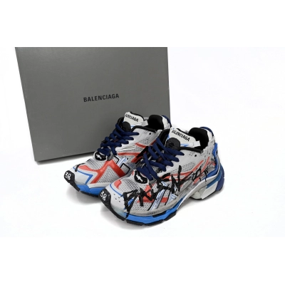 Coco Shoes Balenciaga Runner White And Blue Printing 677402W3RB61264 02