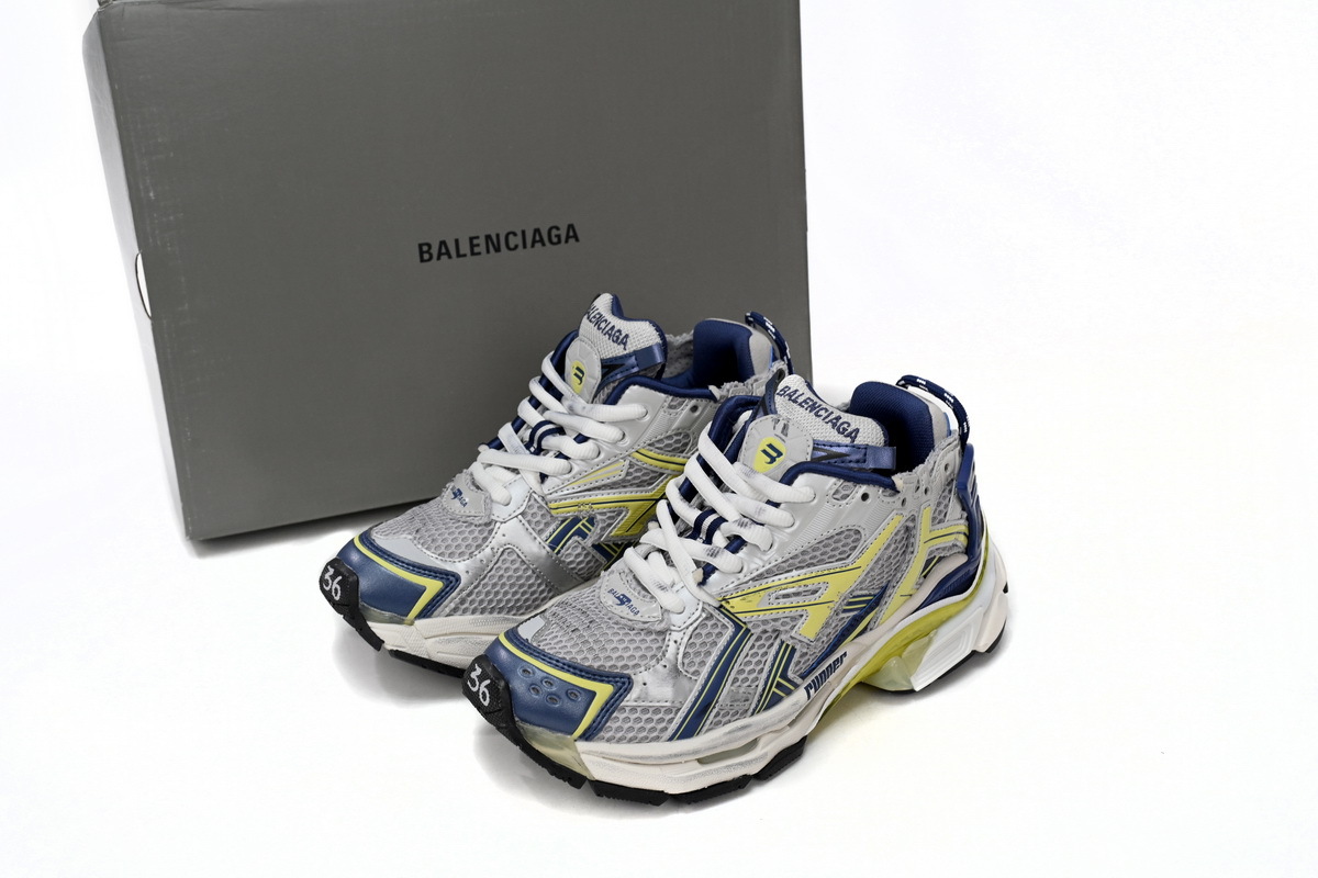 Coco Shoes Balenciaga Runner White Yellow Blue 677402W3RB59174 - Cocoshoesvip.net