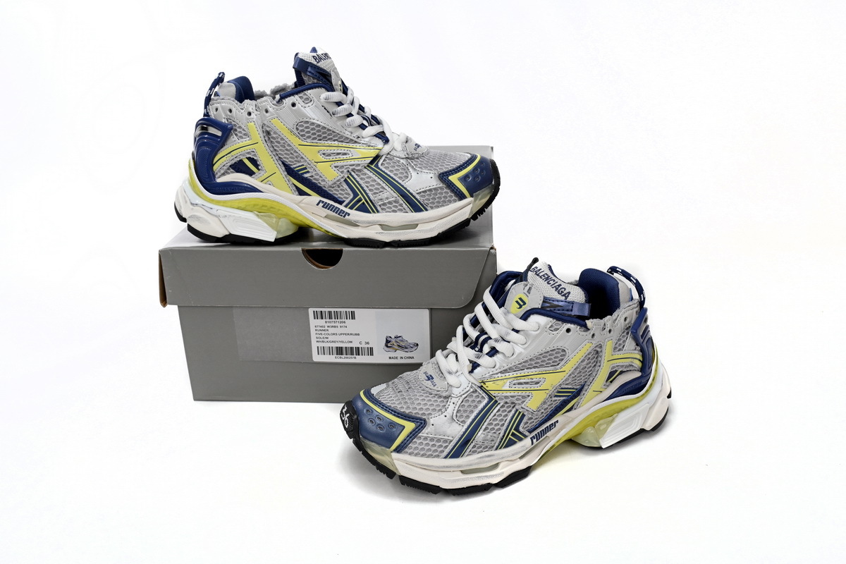 Coco Shoes Balenciaga Runner White Yellow Blue 677402W3RB59174 - Cocoshoesvip.net