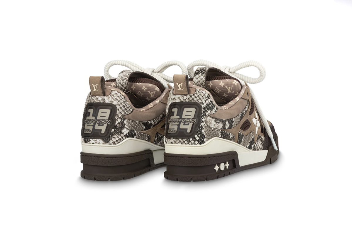 Coco Shoes Louis Vuitton LV Skate Sneaker Brown Snakeskin 1ABMG6 - Cocoshoesvip.net