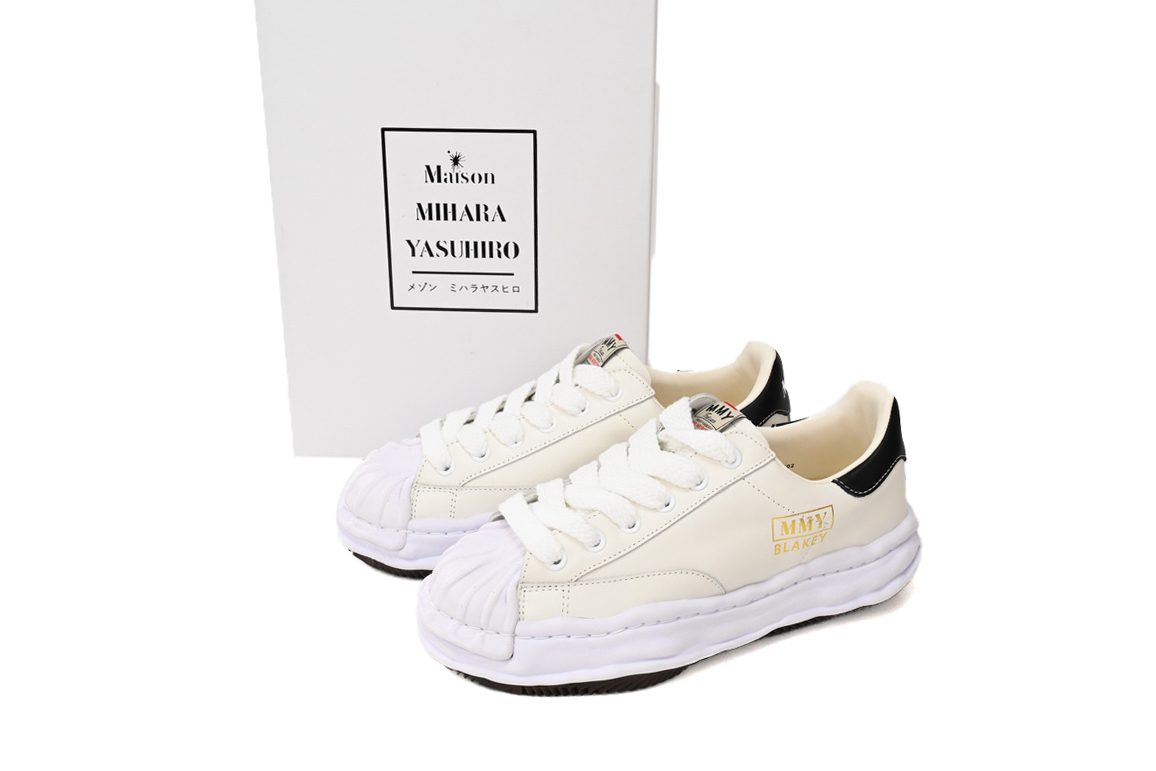 Coco Shoes Maison Mihara Yasuhiro Blakey OG Sole Leather Low White A06FW702 NO.702 - Cocoshoesvip.net