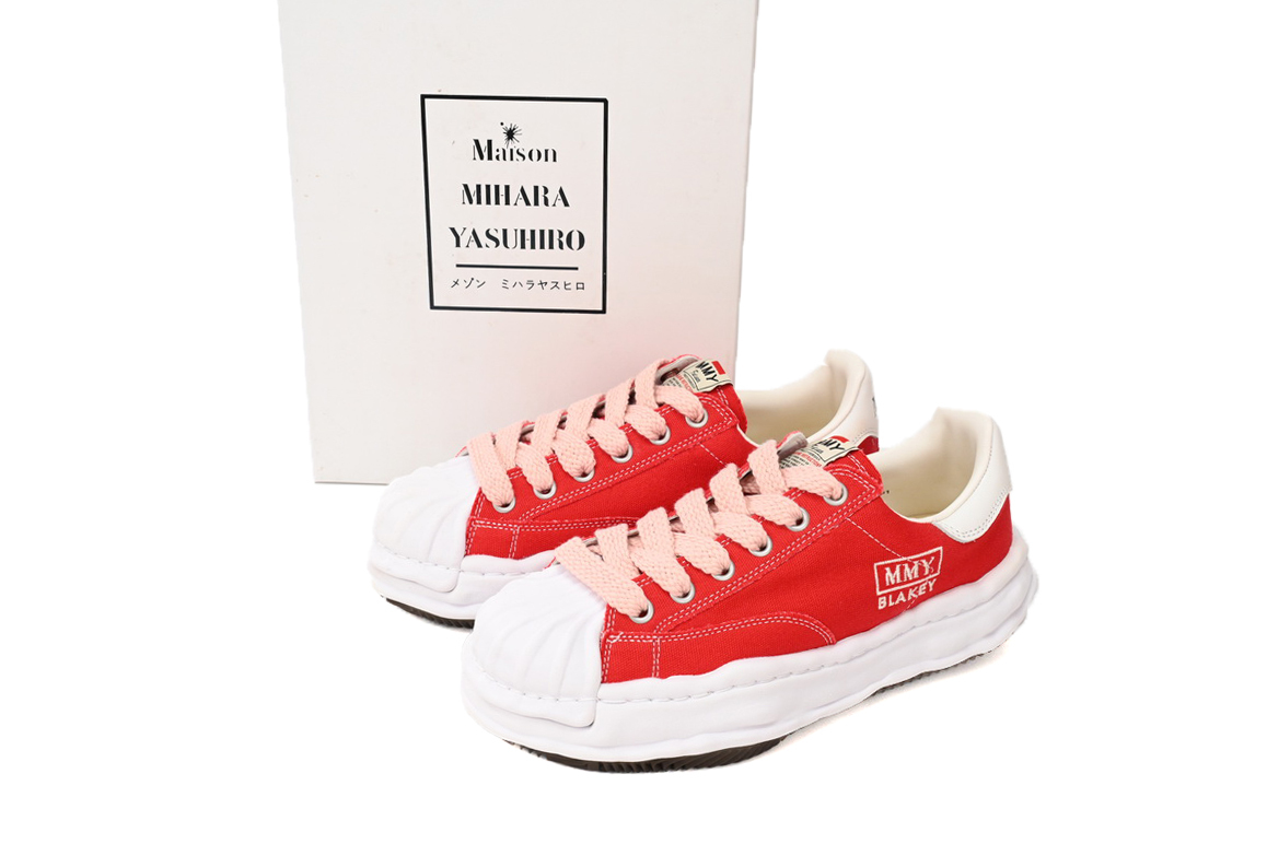 Coco Shoes Maison Mihara Yasuhiro Blakey OG Sole Canvas Low Red A08FW735 NO.766 - Cocoshoesvip.net