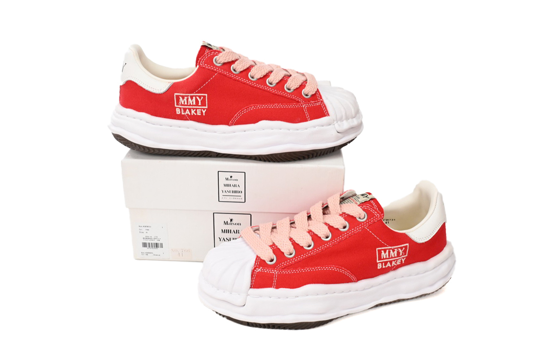 Coco Shoes Maison Mihara Yasuhiro Blakey OG Sole Canvas Low Red A08FW735 NO.766 - Cocoshoesvip.net