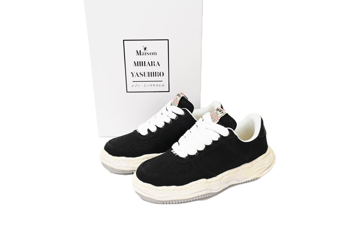 Coco Shoes Maison Mihara Yasuhiro Wayne OG Sole Washed Canvas Low Black A08FW708 NO.769 - Cocoshoesvip.net