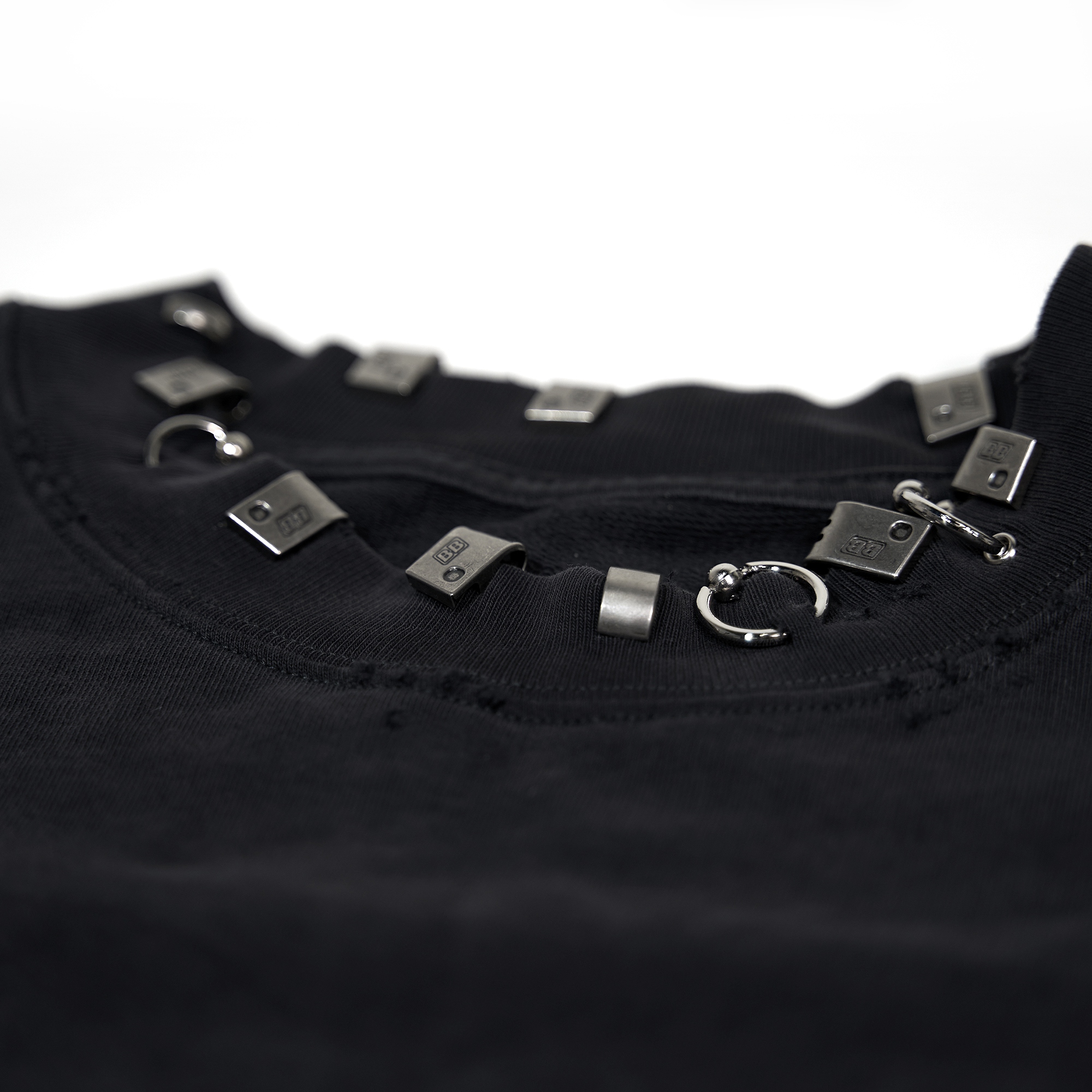 Coco Shoes Balenciaga Pierced Round Sweatshirt Oversized in Black Faded 762718TPVD91055 - Cocoshoesvip.net