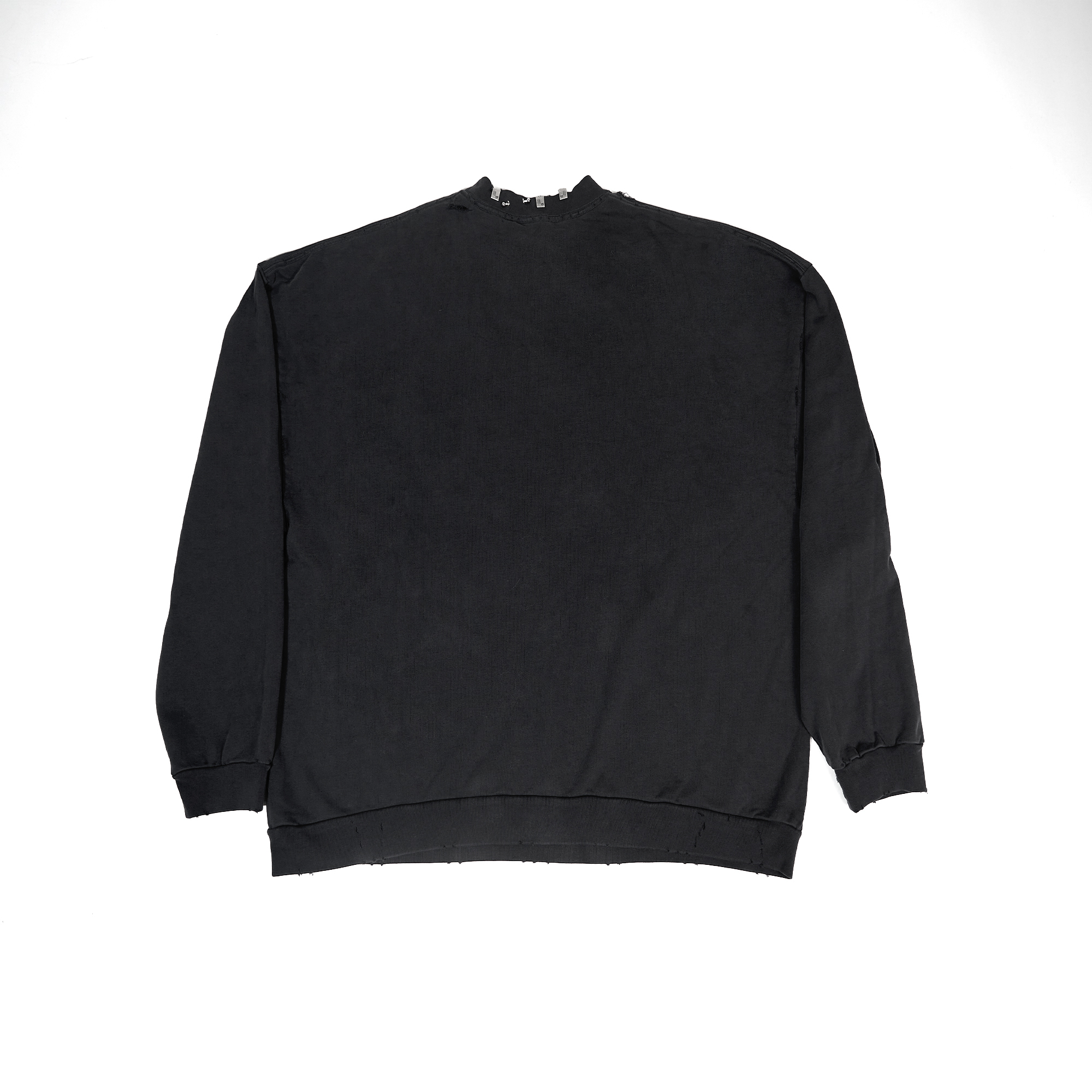 Coco Shoes Balenciaga Pierced Round Sweatshirt Oversized in Black Faded 762718TPVD91055 - Cocoshoesvip.net