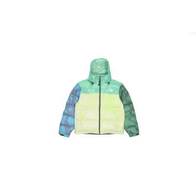 The North Face x KAWS Youth Retro 1996 Nuptse Jacket KW Safety Green Nuptse Print NF0A7WLX 01
