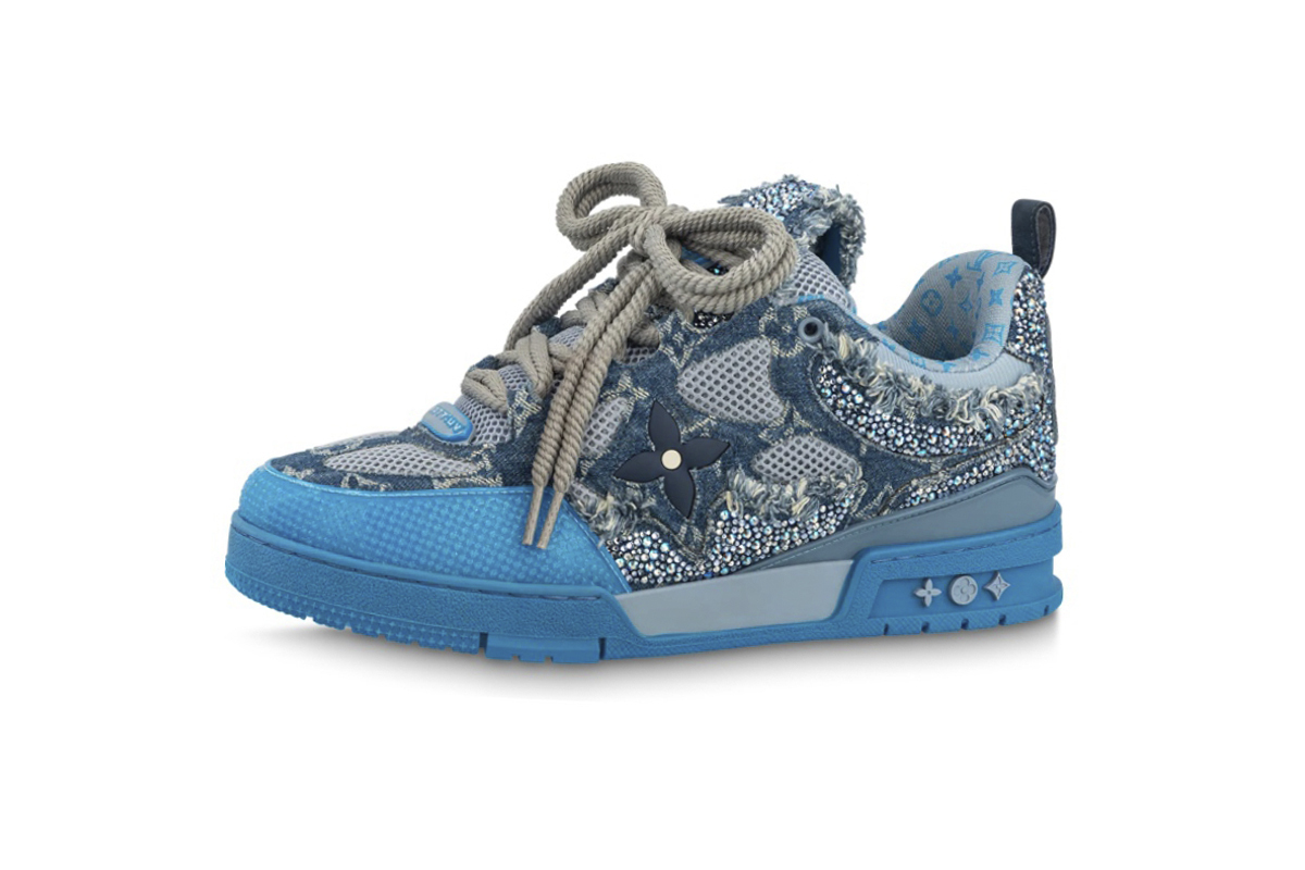 Coco Shoes Louis Vuitton LV Skate Trainer Blue Swarovski Monogram 1ABMHB - Cocoshoesvip.net