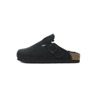 Birkenstock Boston Shearling Suede Leather Black 259881 01