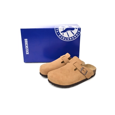 Coco Shoes Birkenstock Boston Suede Cork Brown Pattern Footbed 1023465 02