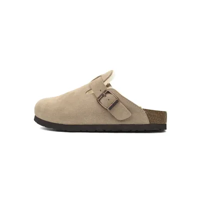 Birkenstock Boston Shearling Coin Suede Stone 6745673 01