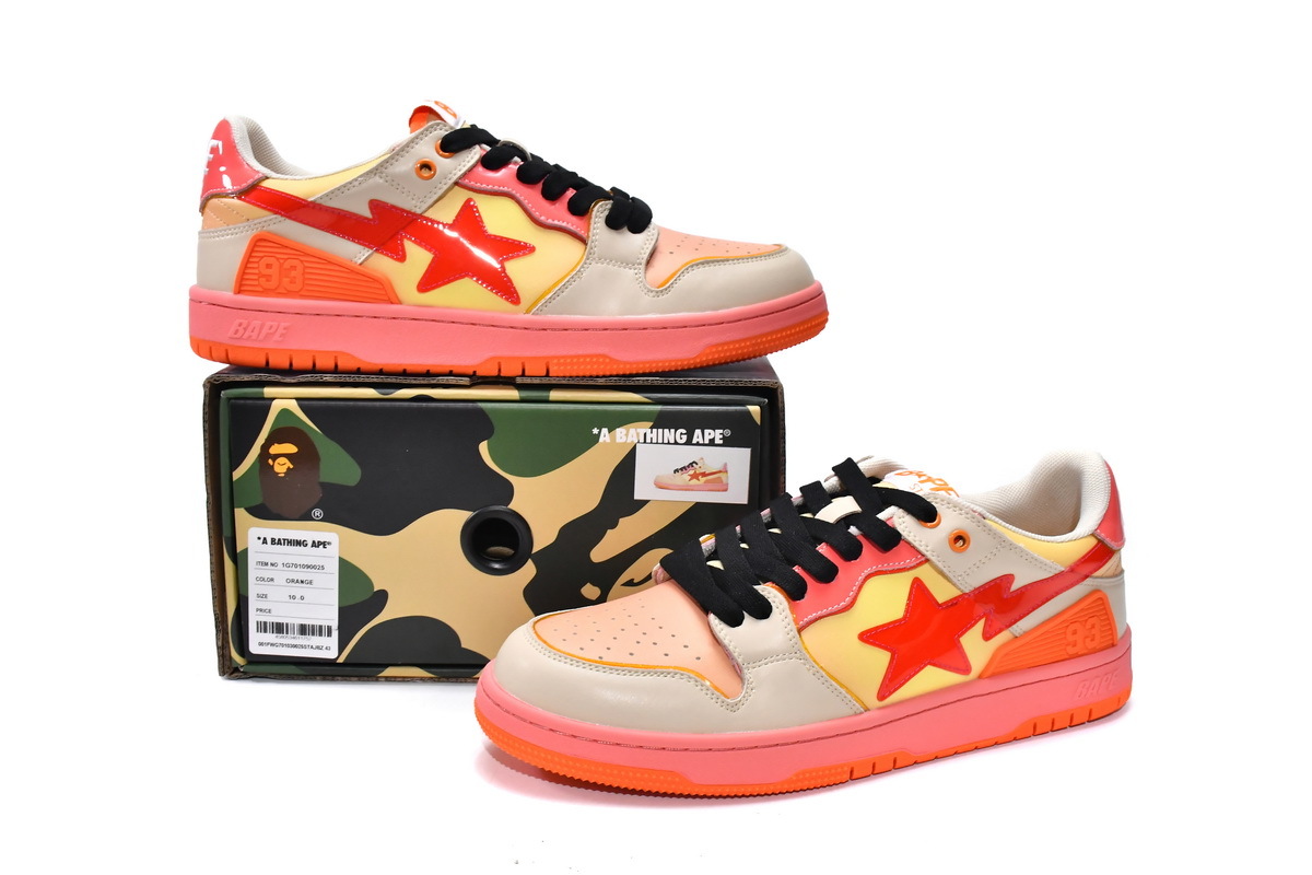 Coco Shoes A Bathing Ape Bape Sk8 Sta Orange  1I30-191-003 - Cocoshoesvip.net
