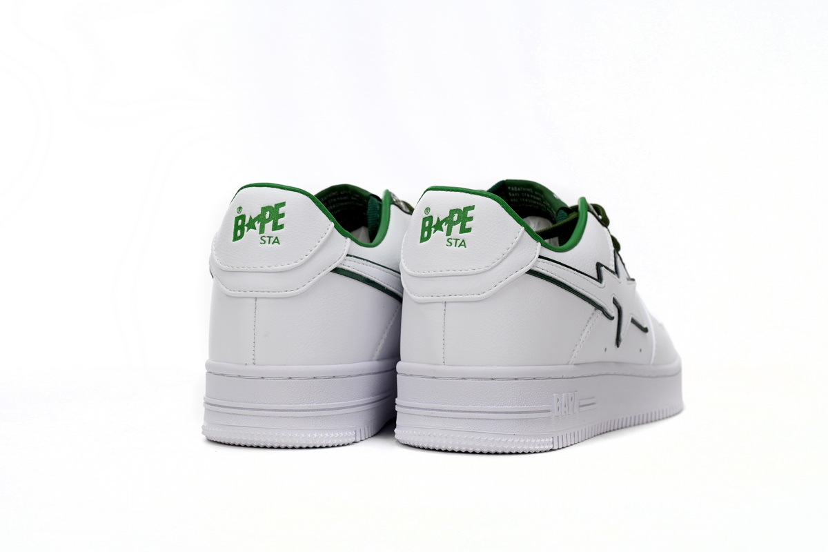 Coco Shoes A Bathing Ape Bape Sta Patent Leather White Green 1J30-191-017 - Cocoshoesvip.net
