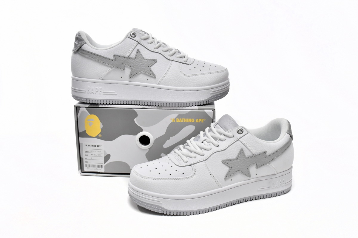 Coco Shoes A Bathing Ape Bape Sta Low White Grey 1H73-191-921 - Cocoshoesvip.net